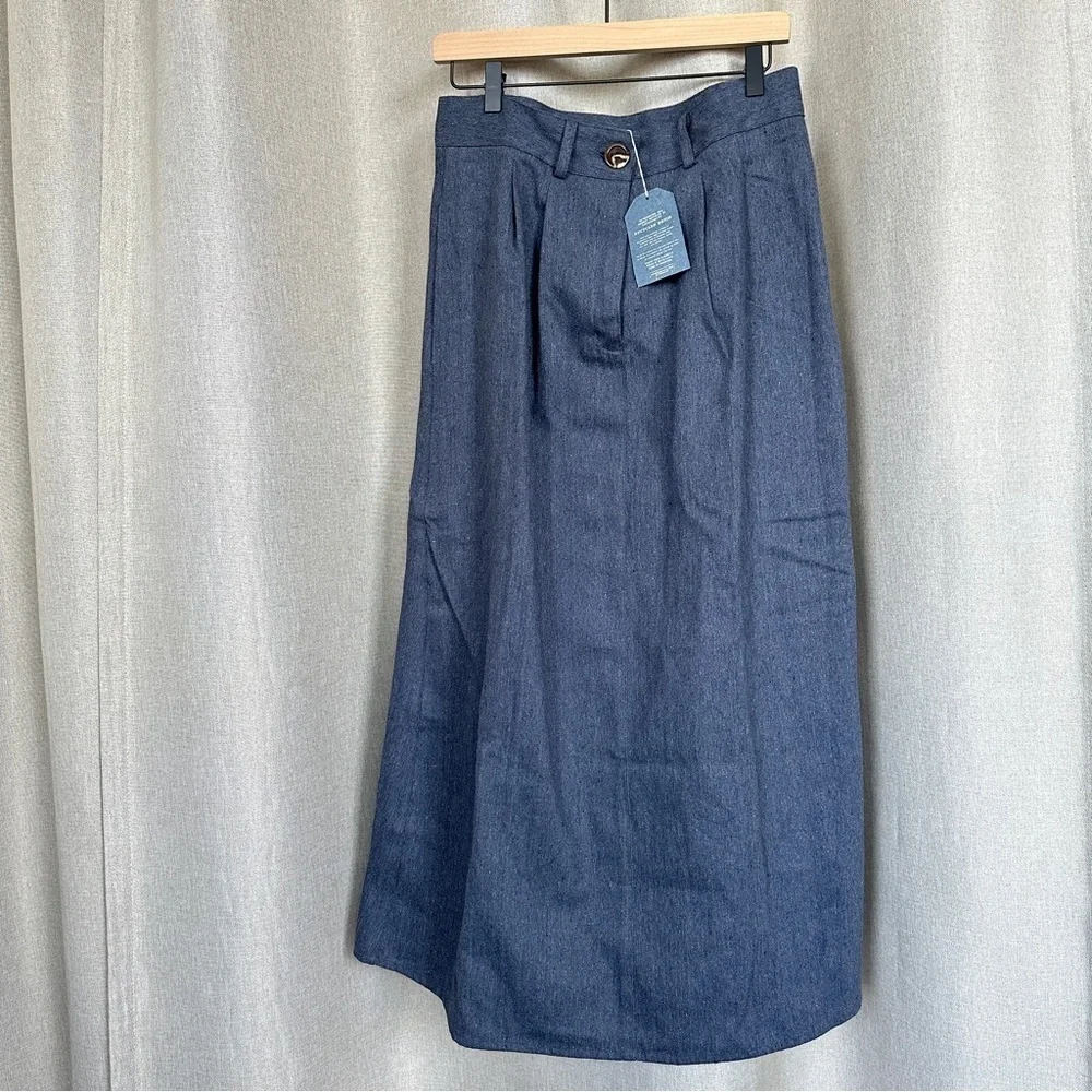 💥SALE💥 Tribe Alive NWT Madewell Pleated Blue Denim Midi Skirt L